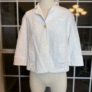Coldwater Creek White Floral Lace Jacket – Excellent